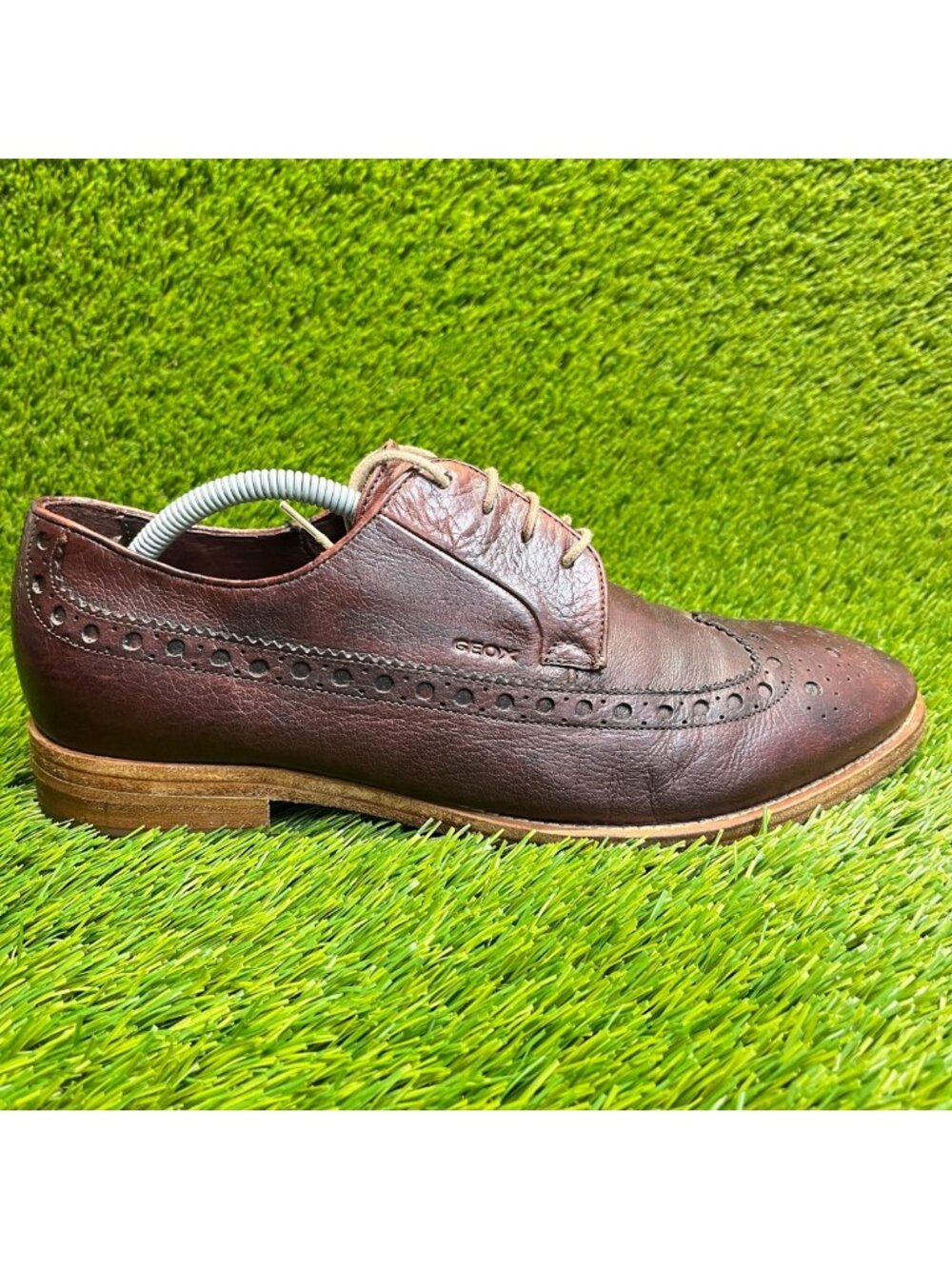 Geox Respira Mens Size 10 Burgundy Classic Leather Lace Up Wingtip Oxford Shoes